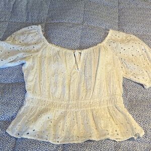 Abercrombie & Fitch Cream Eyelet Blouse